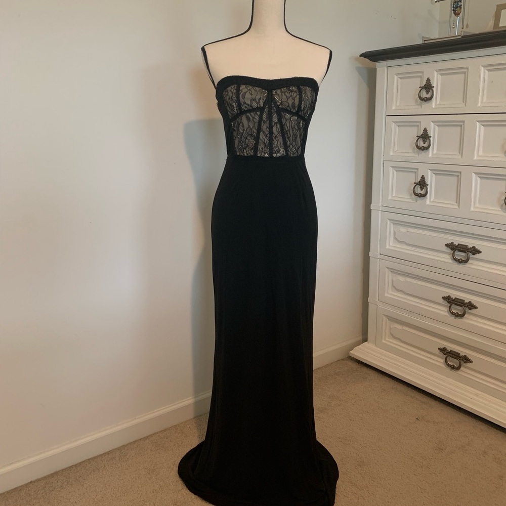 MANGO Black Strapless Evening Dress. Size XS.